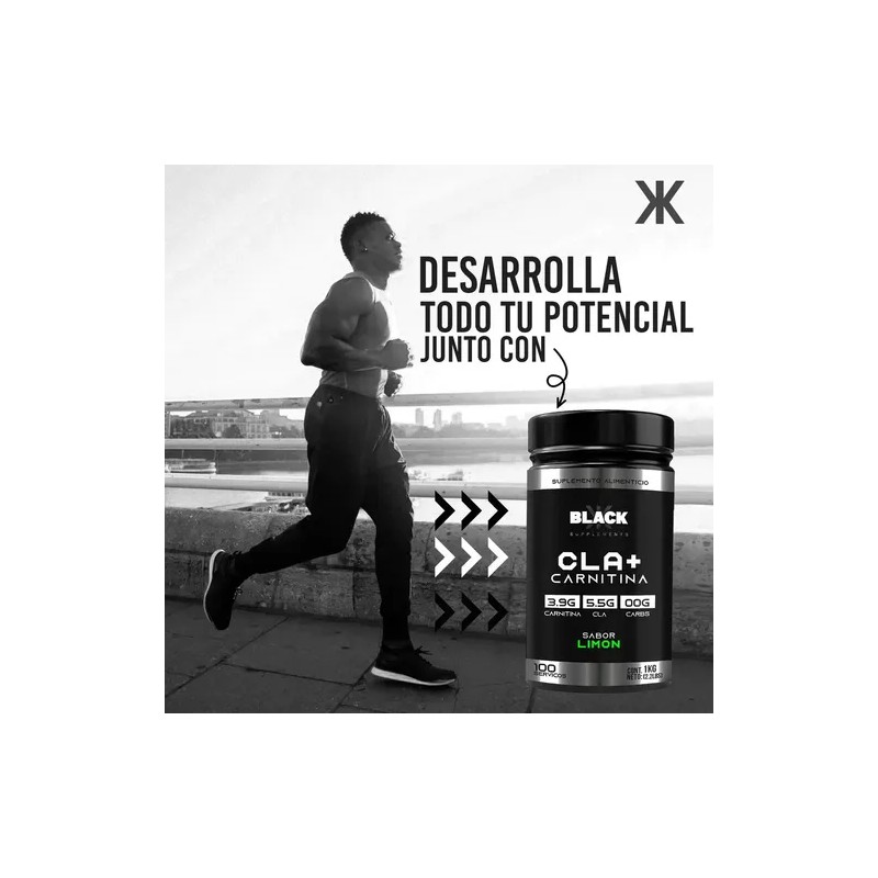 Black Supplements CLA Carnitina Polvo 1kg Sabor Limón Sin Gluten
