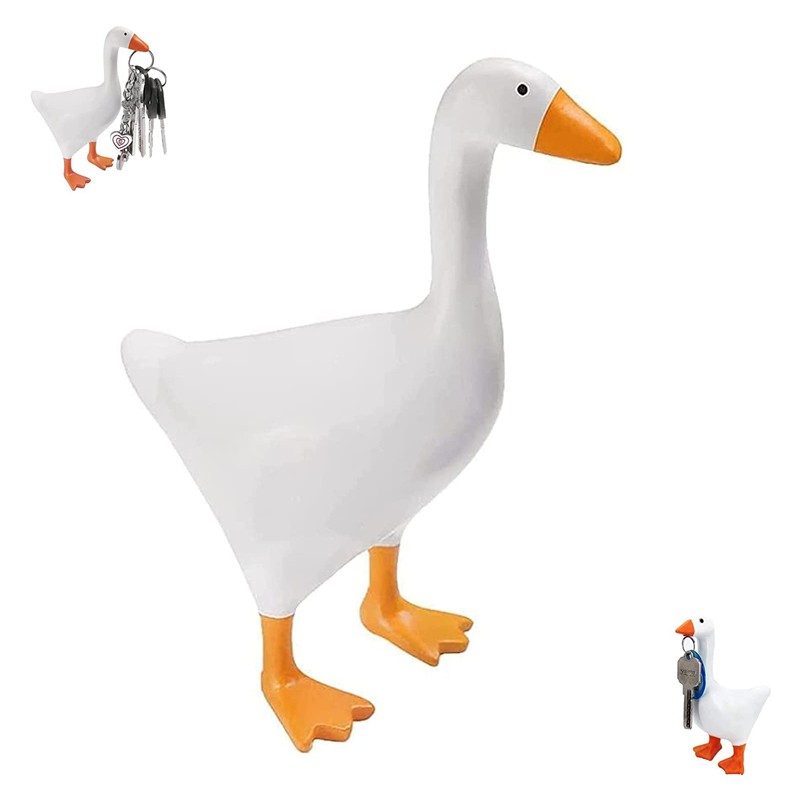 White Duck Magnetic Display Piece Resin Decoration Magnetic Goose Key