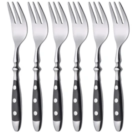GRÄWE Nürnberg Dessert Forks Set of 6 Forged Stainless Steel Rust-Free Nickel-Free Black Handle