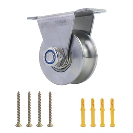 Pulley for Ropes, 48 mm Stainless Steel Roller Wheel with 4 Pieces Screws and 4 Pieces Expansion Tubes, Pulley Steel Cable for Home, Outdoor (Silver)