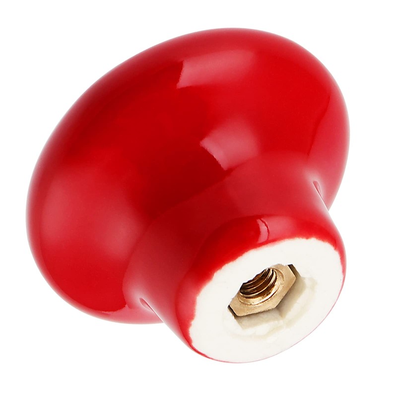 SINJEUN 32 Pack Red Ceramic Cabinet Knobs, 1.25x0.9 Inch Round