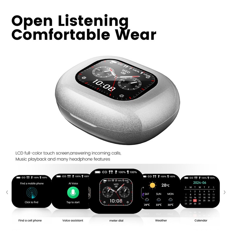 Wireless Open Ear Earbuds 70hrs Bluetooth 5.4 Ear buds Sport,