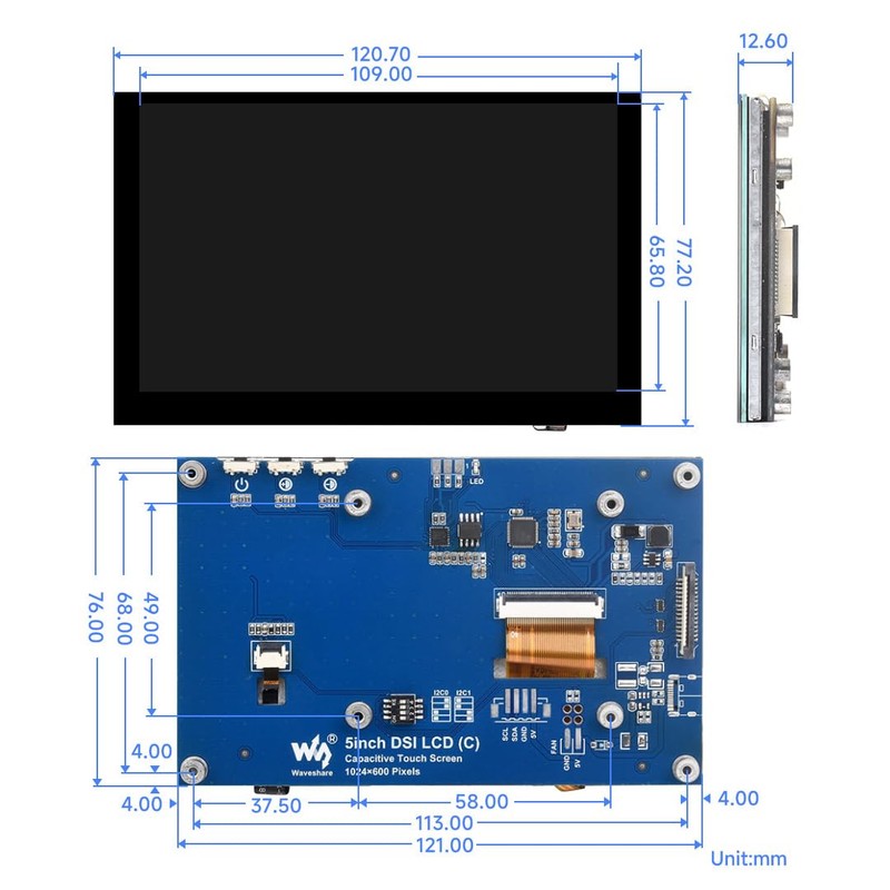 Waveshare 5 inch Capacitive Touch Display with Stand for Raspberry