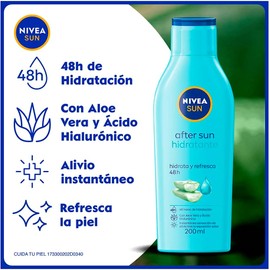 NIVEA SUN Crema Hidratante después del Bronceado After Sun Hidratante (200 ml), Enriquecido con Aloe Vera y Ácido Hialurónico para un Alivio Instantáneo