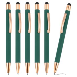 PATIKIL Ballpoint Pen with Stylus Tip, 6Pcs 2 in 1 Metal Black Ink 1.0mm Medium Point Stylus Pen for Touch Screens Office Desk, Green