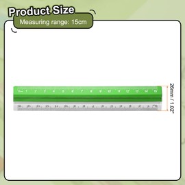 HARFINGTON 2pcs Straight Ruler 15cm Metric Plastic Aluminum Alloy Protractor Ruler Geometric Measure Tool for Architect Artist Office, Green
