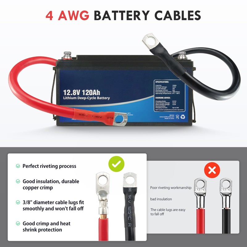 Cocros 4 Gauge Battery Cable 5ft Black & Red with