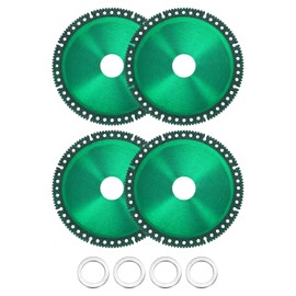 HARFINGTON 4pcs 4.5" Diamond Saw Blade, 7/8" (22mm) Arbor Cut Off Wheels, Diamond Cutting Disc Multifunction Tile Concrete Ceramic Marble Blade with 5/8" Washer for Angle Grinder, Green