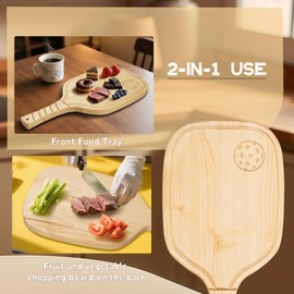 Pickleball Charcuterie & Cutting Board,Pickleball Gift,17" x 8.5" x 0.75" Pickleball Snack Platter,Birch Wood,Mineral Oil Finish