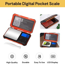 EZONEDEAL Digital Pocket Scale, Gram Scale, Mini Scale 6 Units Jewelry Scale with LCD Display, Tare Function for Food Scale, Jewelry, Coin, Coffee - Pocket Weight Scale, Digital Scale