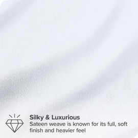 Bare Home 100% Organic Cotton Queen Sheet Set - Smooth Sateen Weave - Breathable & Cooling - Hotel Luxury Set - Deep Pocket Bed Sheets (Queen, White)