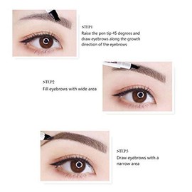 UNIVERSOENLÍNEA.COM | 3pcs Lapiz Plumon Rellenador Ceja Maquillaje Punta 3 Lineas Paquete 2 Plumon Para Cejas Tipo Microblading y 1 Plantillas Ceja Diseño (Brown)