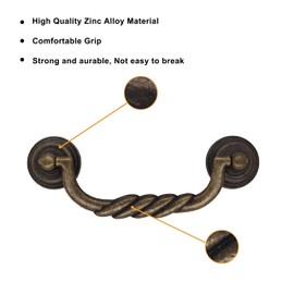 binifiMux 2-Pack 4.25" Vintage Cabinet Pulls Bronze Tone for Doors Cupboard Chest Drawer