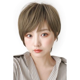 Brightlele hf1284-RB-M Wig, Short Full Bob Wig, Natural, Unisex, Short Hair, Short Bob