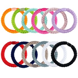 Hair Scrunchies, Pack of 12 Hair Bobbles for Women, Elastic Braid Scrunchies, Ponytail Holders for Women, Men, Girls (12 Mix Pure Colour)