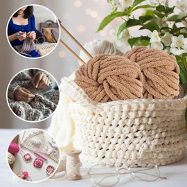 Yarn Chenille,Soft Velvet Yarn - Thick Yarn for Knitting, Chunky Soft Plus Yarn, Arts Crafts Sewing Supplies for Socks Gloves Shoes