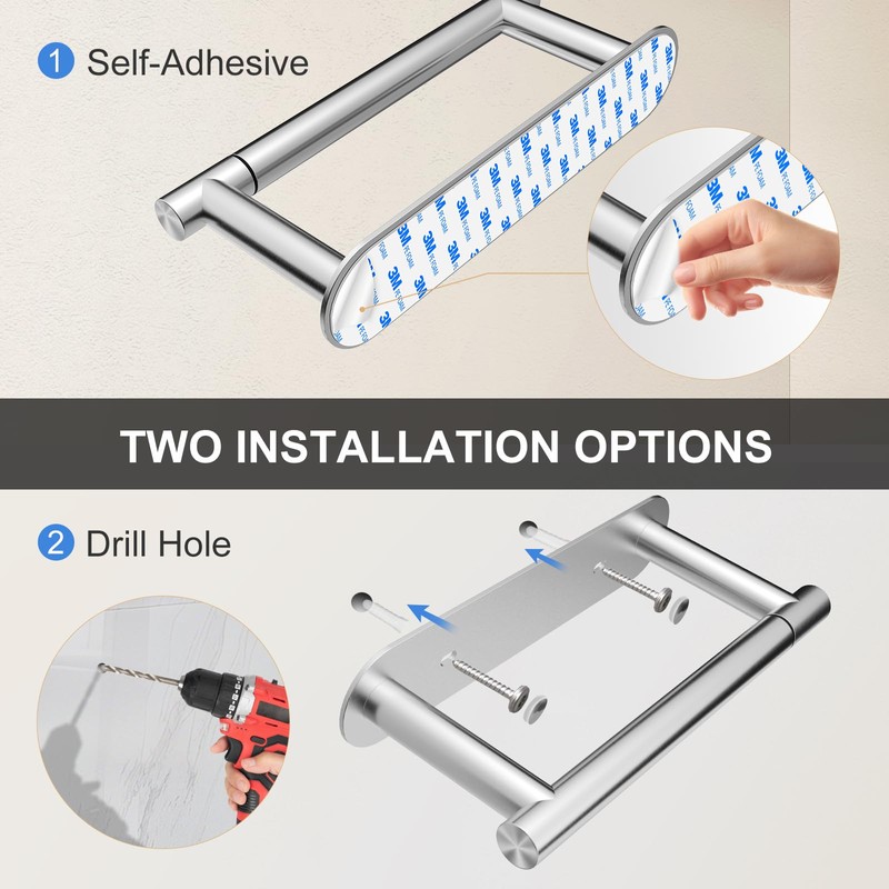 SetSail Toilet Paper Holder Adhesive or Screw-in Brushed Nickel Bathroom