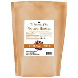 The Republic of Tea Natural Hibiscus Full-Leaf Tea, 1 Pound / 200 Cups