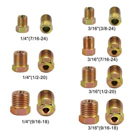 Muhize Brake Line Fitting Kit - 35 PCS Brake Line Nuts Assortment for Inverted Flares on 3/16" (19 Fittings) and 1/4" (16 Fittings) Brake Line Tube