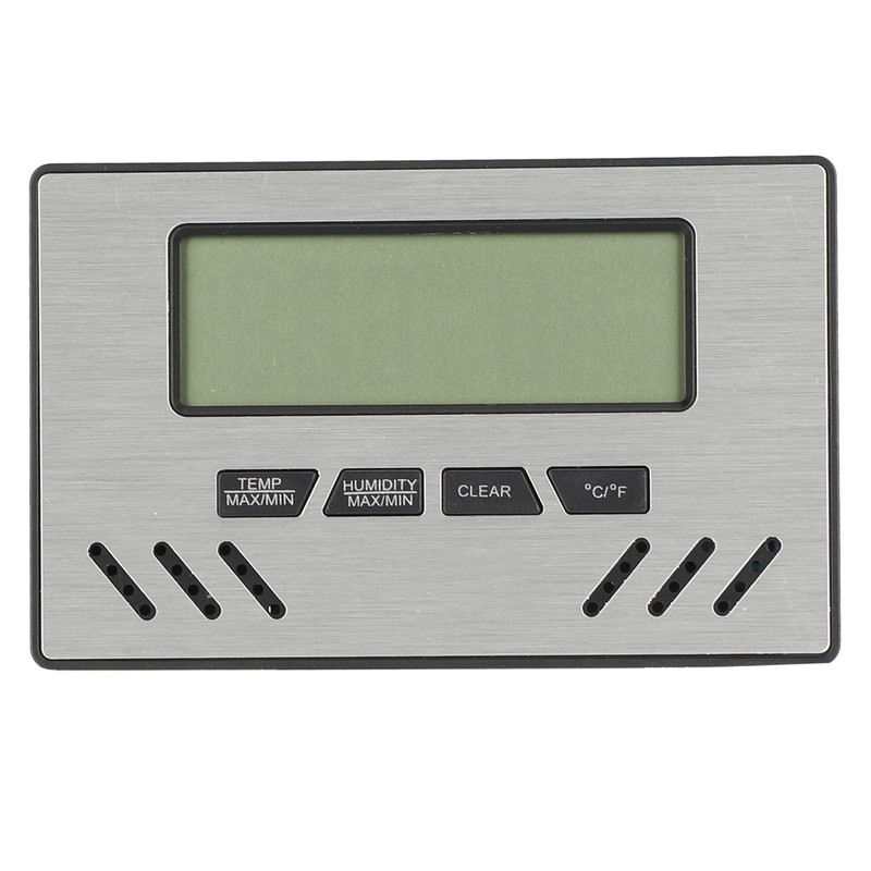 Indoor Cigar Hygrometer Thermometer DualDisplay Humidity Temperature Meter Device Tool(Silver