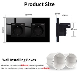 JIMEIDA Socket Black with USB C 20 W Double Fast Charging Sockets Flush-Mounted Two Type-C Port, 16 Amp 250 V