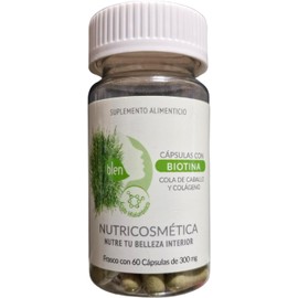 BLEN, Capsulas con biotina, cola de caballo y colágeno, 60 capsulas, nutrir cabello y cuero cabelludo, uñas quebradizas