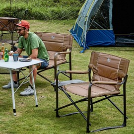 TIMBER RIDGE Oversized Directors Chairs with Side Table, Heavy Duty Folding Camping Chair up to 600 Lbs Weight Capacity (Brown)