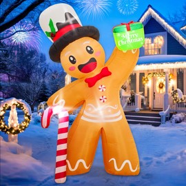 OurWarm 6FT Christmas Inflatable Outdoor Decoration, Gingerbread Inflatable Christmas Decorations Christmas Blow Up Yard Decorations with LEDs, Outdoor Christmas Inflatables for Indoor Lawn Xmas Decor