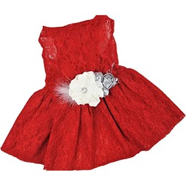 Christmas Dog Dress, Holiday Dog Dress, Red Lace Dog Dress, Christmas Dog Clothes, Fits Dogs XS to 5XL (M 10-15lbs)