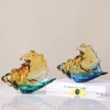 DOVDOV Hand Blown Glass Conch Statues, Blue and Amber Glass
