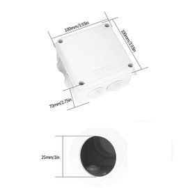 Pack of 3 100 x 100 x 70 mm Waterproof Junction Box, IP65 White External Waterproof Cable Junction Box, ABS Opening Hole Project Box, Weatherproof, Dustproof