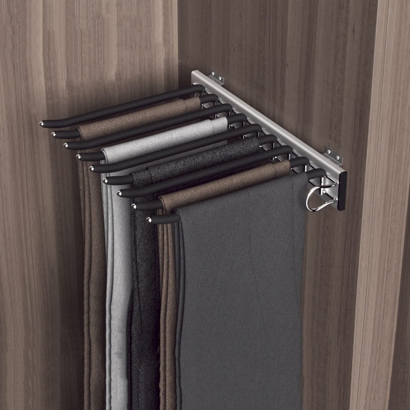 mopam Pull Out Trousers Rack 9 Arms Retractable Closet Pants