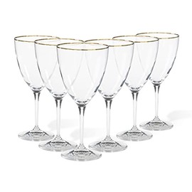 Casafina Glassware 14 oz. Set of 6 Drinking Water Glasses - Sensa Collection, Golden Rim | Microwave & Dishwasher Safe Dinnerware | Food Safe Glazing | Restaurant Quality Drinkware