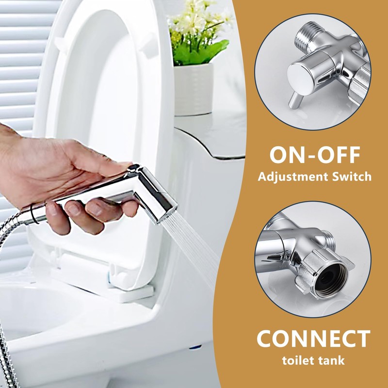 YRDL Bidet T Adapter, Brass T Adapter with Shut-off Valve,