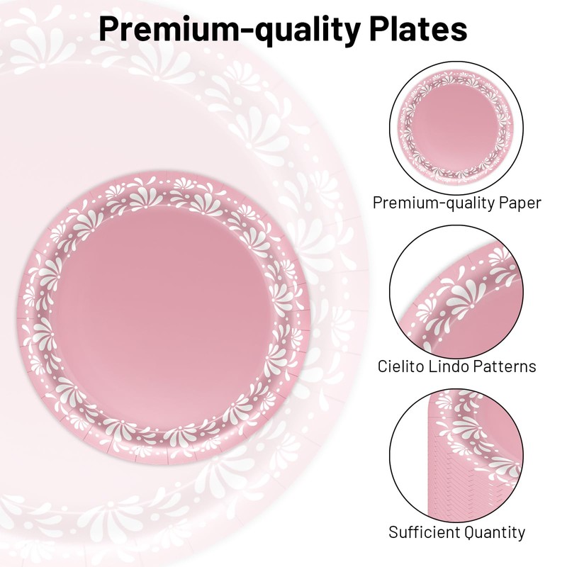100Pcs Cielito Lindo Plates, 9 Inch Mexican Paper Plates for