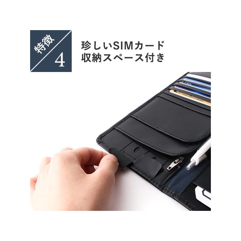 Boosters Long Passport Case Leather Genuine Leather Airline Ticket Holder