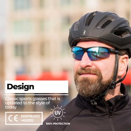 BBB Cycling Unisex's Impress BSG-58 Cycling Glasses with 3 Interchangeable Lenses Lightweight Sports Sunglasses UV Protection Half Frame for Bike Riding Mens Womens, Glossy Black, One Size