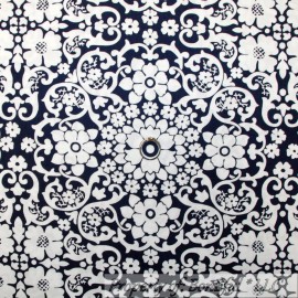 Westminster Fabrics, Jennifer, Paganelli, Letty BonEful Fabric FQ Cotton Quilt Blue Navy White Flower Damask Scroll Swirl Large