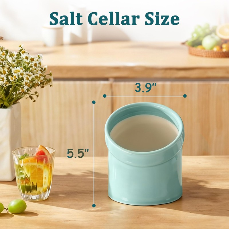 Salt Pig Ceramic Salt Cellar, Wide Caliber Dishwasher‑Safe Counter Holder