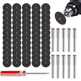Cutting Discs for Dremel, 60 Pieces Mini Metal Cutting Discs with 8 Pieces 3 mm Mandrel, Rotary Tool Accessories Cutting Wheels, for Dremel Rotary Tool