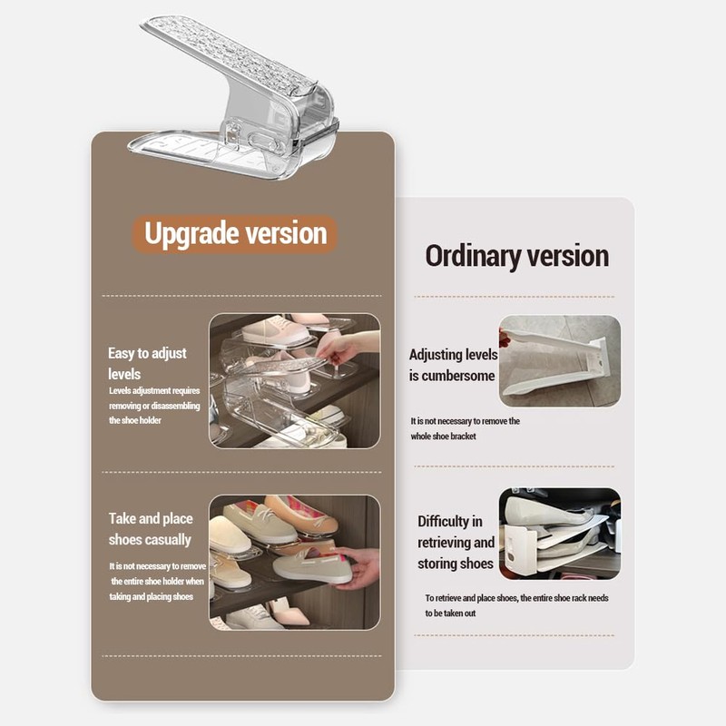 Shoe Slots Organizer, 12 Pack 3 Levels Adjustable Shoe Slots