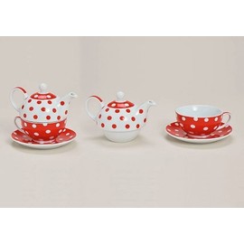 Wurm Theepot met mok theekopje en onderzetter board tea for one set root stippeld 15 x 14 cm van porselein gift set