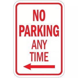 Sticker Tiger No Parking Any Time With Left Arrow Aluminum METAL Sign 8x12