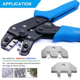 Taiss JST Crimping Tool,Dupont Crimping Tool,JST Crimping Tool Set,Dupont Crimper,Ratcheting Wire Crimper for JST Connector XH 2.54mm,PH2.0,D-sub Terminals,(0.08-0.5mm² 28-20AWG)