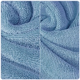 POLYTE Terry Twist Weave Microfiber Oversize Quick Dry Lint Free Bath Towel, 60 x 30 in, Pack of 2 (Blue)