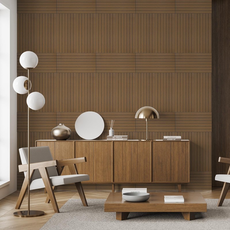 WADILE Peel and Stick Wood Slat Wall Panels 12x24in PVC