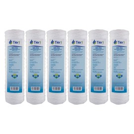 Tier1 5 Micron 10 Inch x 2.5 Inch | 6-Pack String Wound Polypropylene Whole House Sediment Water Filter Replacement Cartridge | Compatible with OmniFilter RS2-SS, Pentek WP-5, WHCF-WHSW