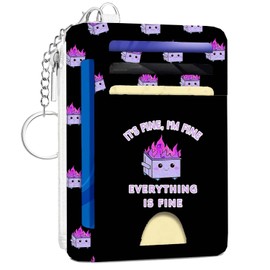 Fisahat Dumpster Fire Slim Woman Keychain Wallet Coin Pocket,Funny Credit Card Holder Small Wallet for Women,Front Pocket Thin Travel Card Case with ID Window, Dumpster Fire Gifts for Women