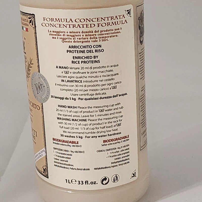 Alighiero Campostrini Cashmere, Wool Delicates Shampoo Detergent 33oz Made Italy