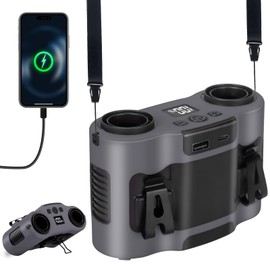 POPERFUN 42H Portable Waist Fan, 28000mAh Rechargeable Wearable Belt Fans with Light, 16000 RPM Cooling Neck Body Powerful Shirt Personal Cooling Fan for Outdoor Jobsite Camping Travel in Grey